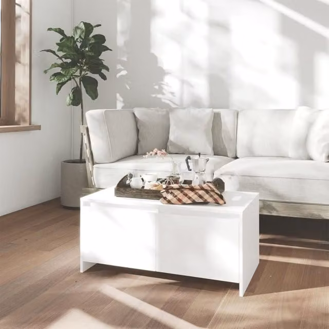 Berkfield Home Modern White Coffee Table, W/D/H: 90 x 50 x 41.5 cm – 1