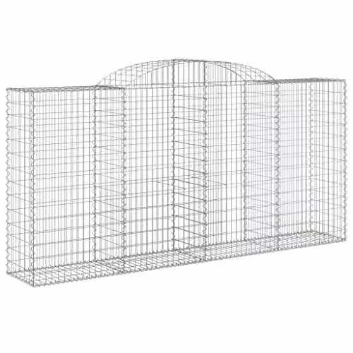 vidaXL Arched Gabion Baskets, 7 Pieces, Silver Galvanised Steel, W: 300 cm, D: 50 cm, H: 140/160 cm
