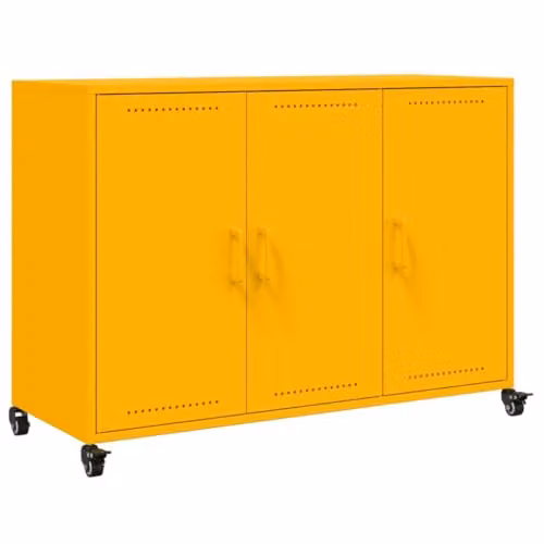 vidaXL Industrial Steel Sideboard in Mustard Yellow, W/D/H: 100.5 x 39 x 72 cm – 1
