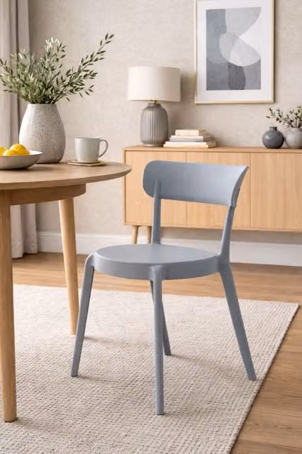 Fusion Living Plastic Bistro Dining Chair in Matt Light Grey