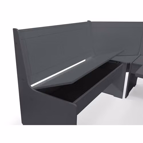 Julian Bowen Newport Anthracite Wood Corner Dining Set with Storage Bench – 4