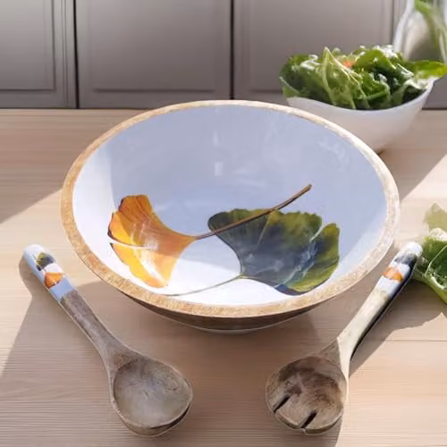 Hartsmede Brown Mango Wood Salad Bowl with Spoons, Diameter: 30.48 cm – 1