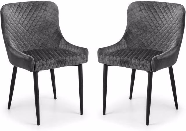 Cheshire Cromwell Set of 2 Grey Velvet Dining Chairs with Armrests – 1