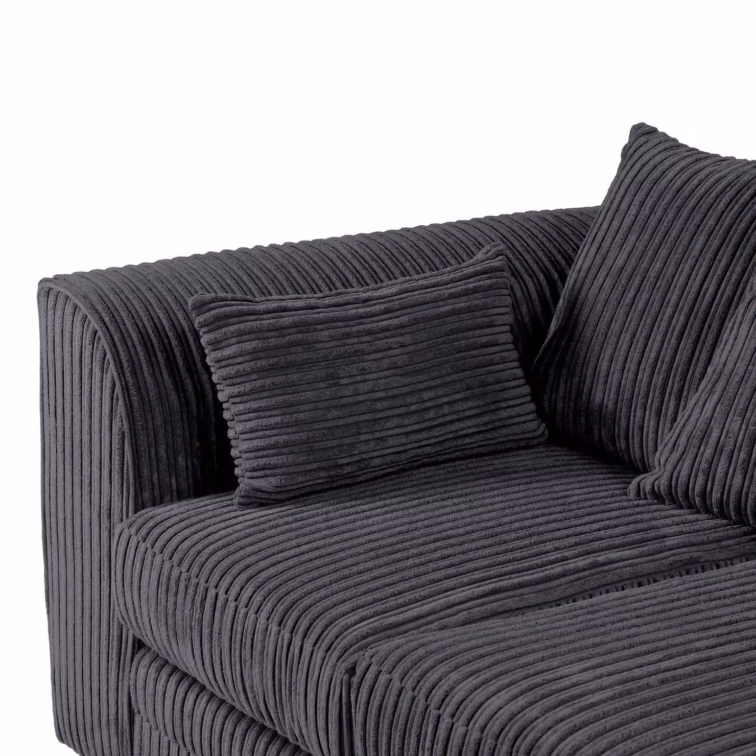 LUXURY LIFE Dylan Right Hand Facing Corner Sofa in Black Jumbo Cord Fabric – 3