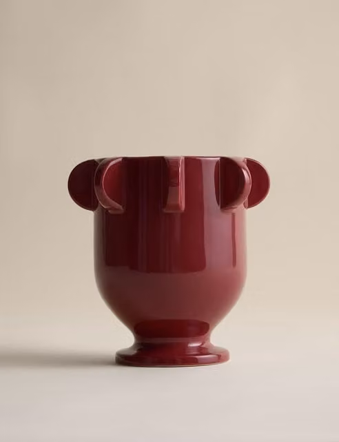 M&S x Kelly Hoppen Red Glazed Ceramic Round Tabletop Vase