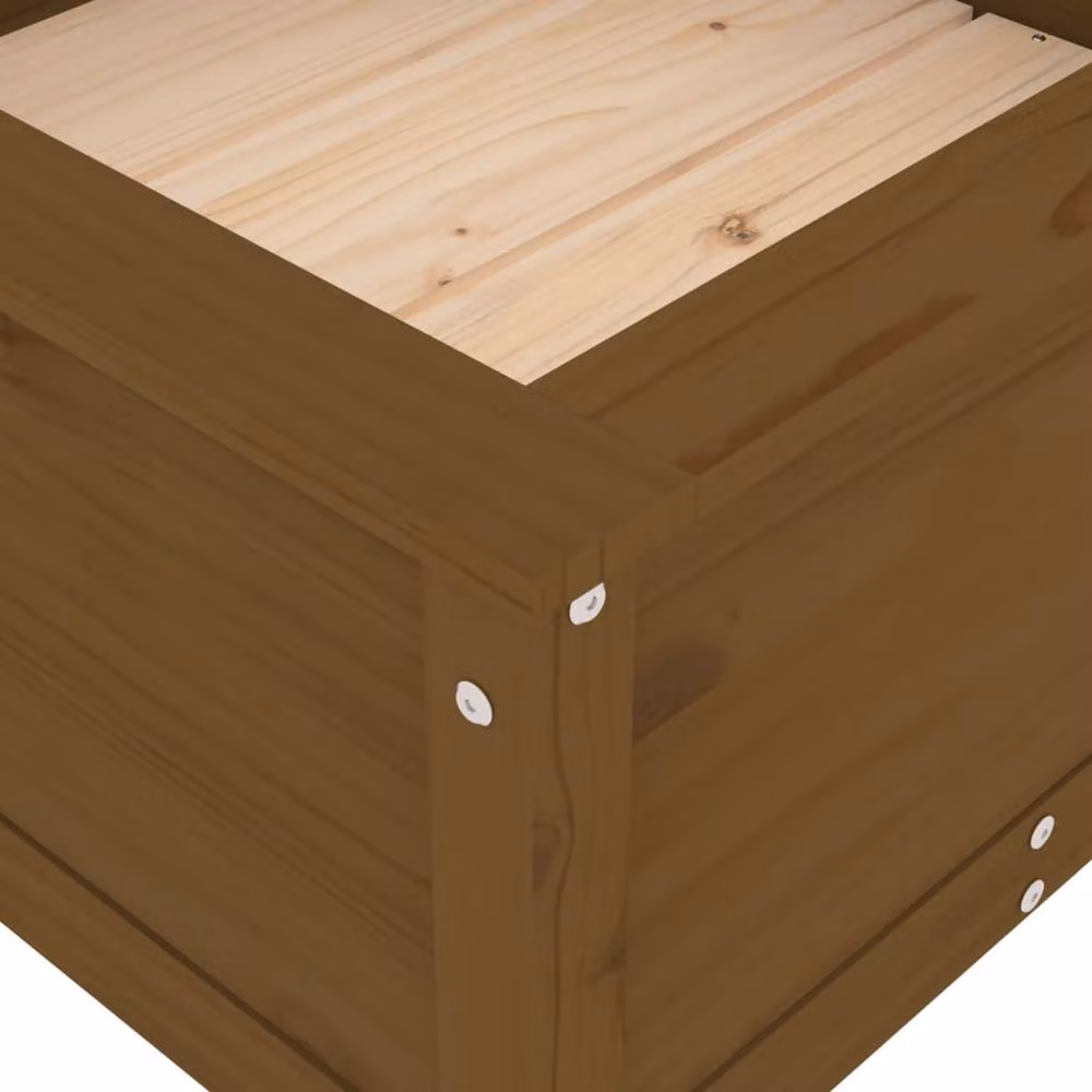 Berkfield Home Beautiful Garden Planter Tub in Brown Solid Wood, W/D/H: 82.5 x 82.5 x 39 cm – 4