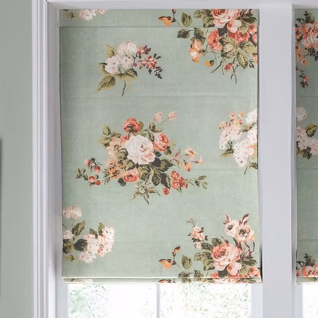 Laura Ashley Rosemore Made to Measure Blackout Floral Roman Blind in Sage Green