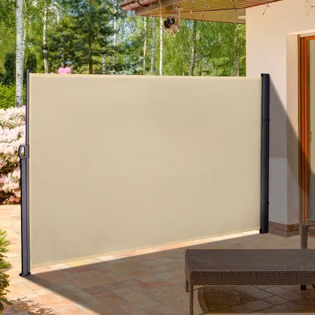 Outsunny Retractable Side Awning Screen Fence in Beige, W: 300 cm, H: 180 cm