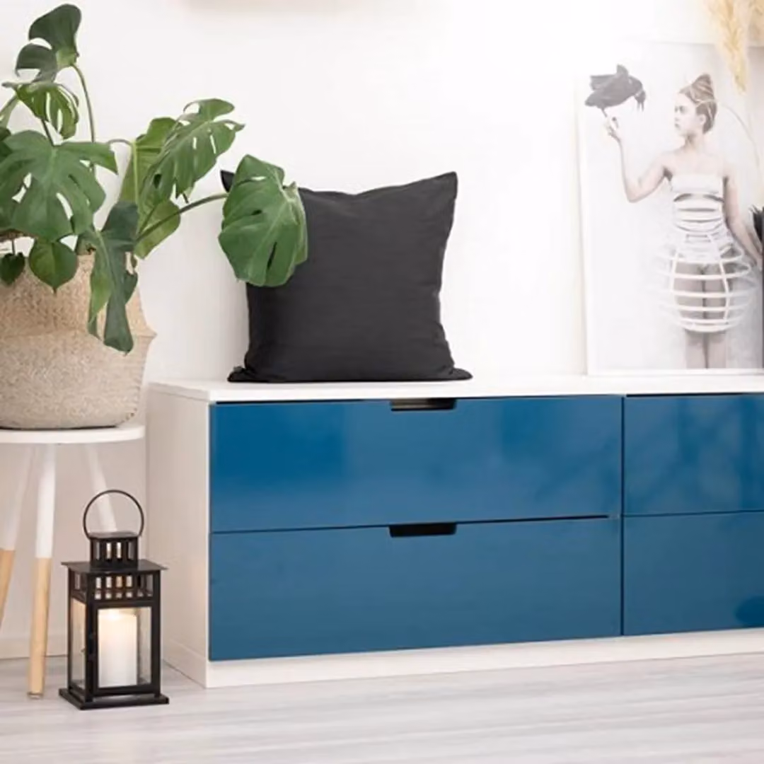 D-C-Fix Glossy Petrol Blue Self-adhesive Vinyl Wrap for Doors and Furniture, W: 45 cm, L: 1 m – 2