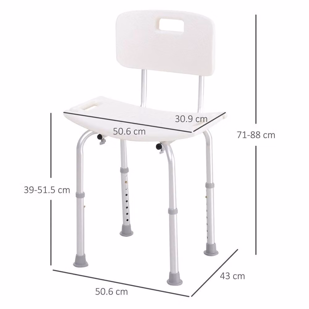 FORGEVIO Adjustable White Plastic Bath Chair and Shower Safety Stool for Seniors – 2