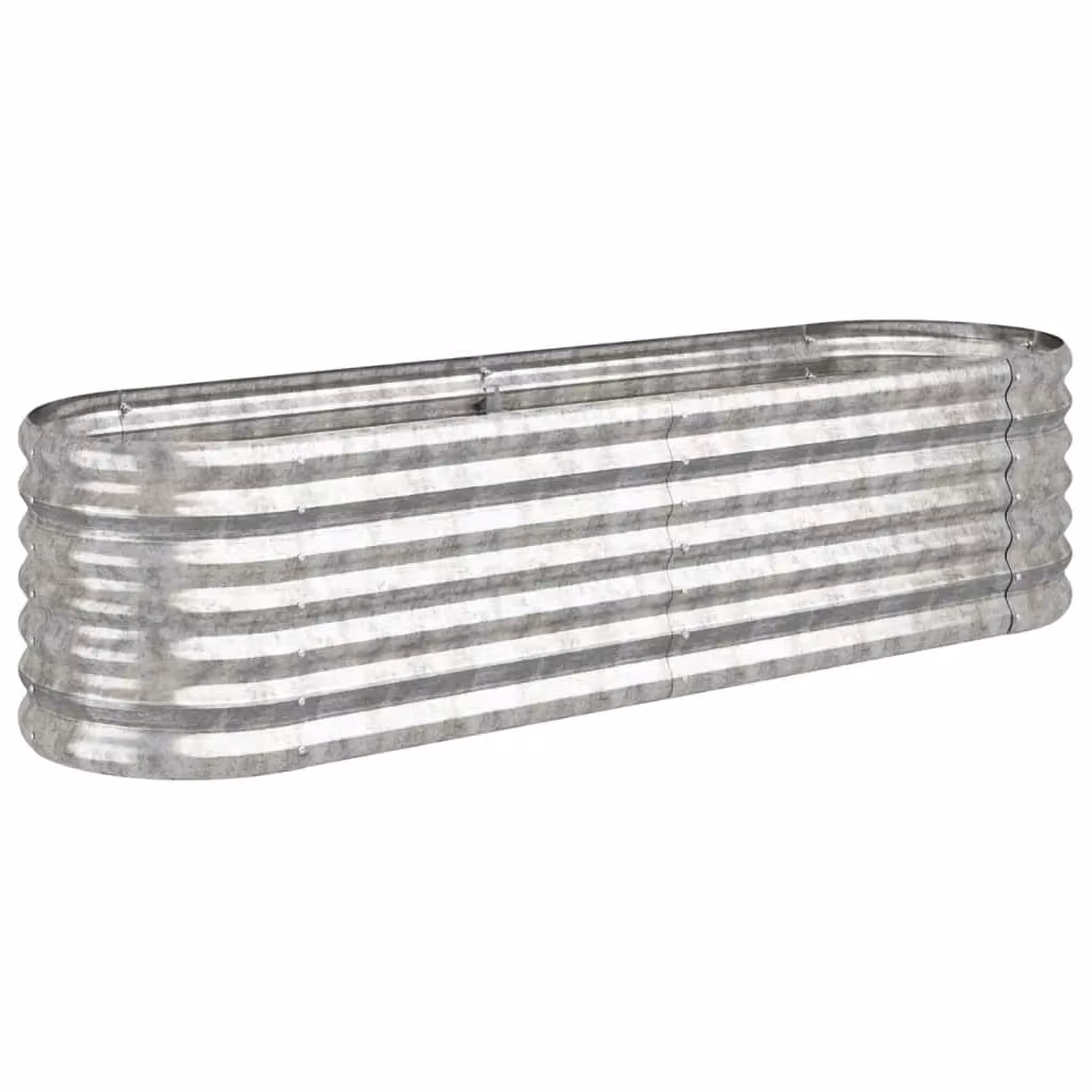 Berkfield Home Garden Powder-coated Steel Raised Bed in Silver, W: 152 cm, D: 40 cm, H: 36 cm – 2