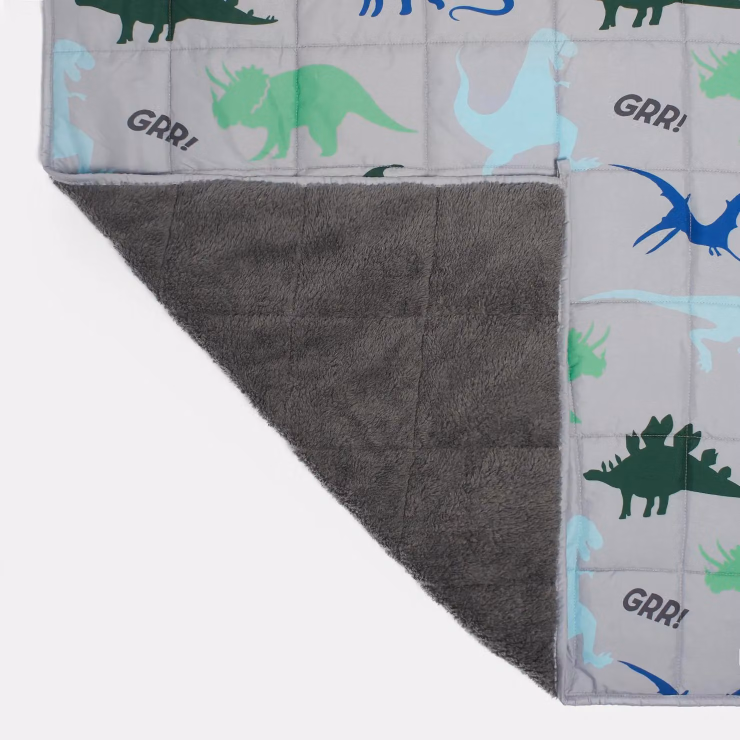 OHS Kids Dino Weighted Blanket in Grey, Soft Teddy Fleece Sensory Sleep Therapy Throw – 4
