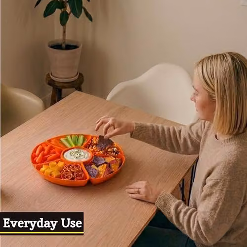 Orsina Six Section Snack and Dip Dish in Orange Plastic – 5