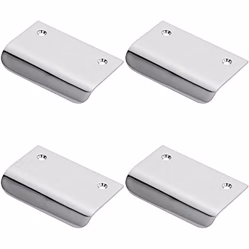 Loops 4 Pack Semi-Concealed Cabinet Finger Pull Handles in Polished Chrome with 52mm Fixing Centres