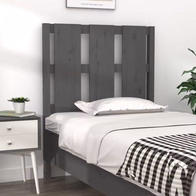 Berkfield Home Grey Rustic Solid Pine Bed Headboard W/D/H: 80.5 x 4 x 100 cm – 1