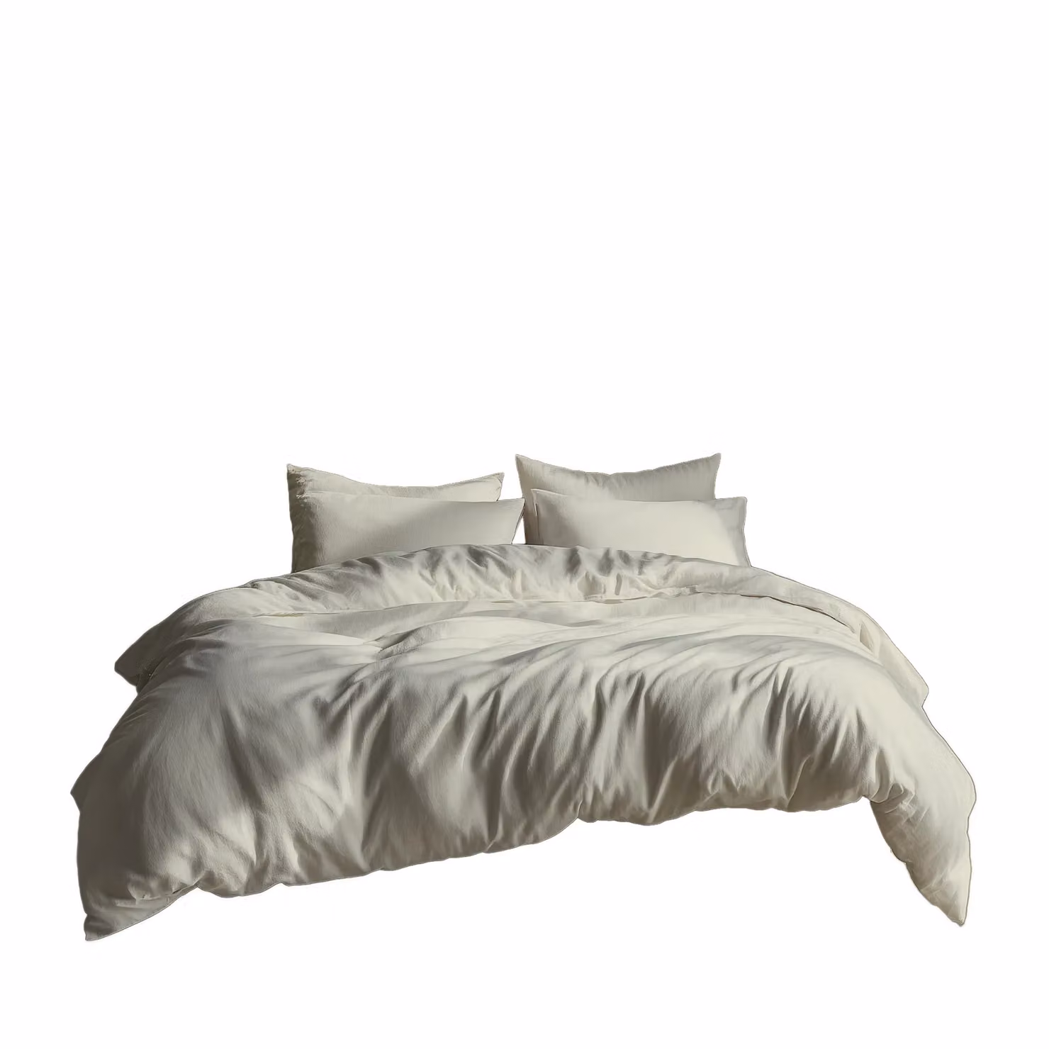 Home Sweet Home UK Plain Dyed Polycotton Duvet Cover and Pillowcase Set with Button Closure, Beige, W/D/H: 220 x 220 x 48 x 74 cm – 2