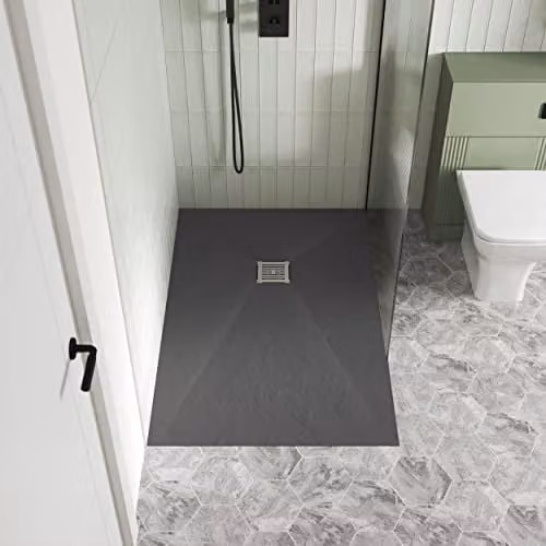 nuie NLT71024 Modern Slimline Rectangular Shower Tray, W/D: 120 x 90 cm, Slate Grey – 2