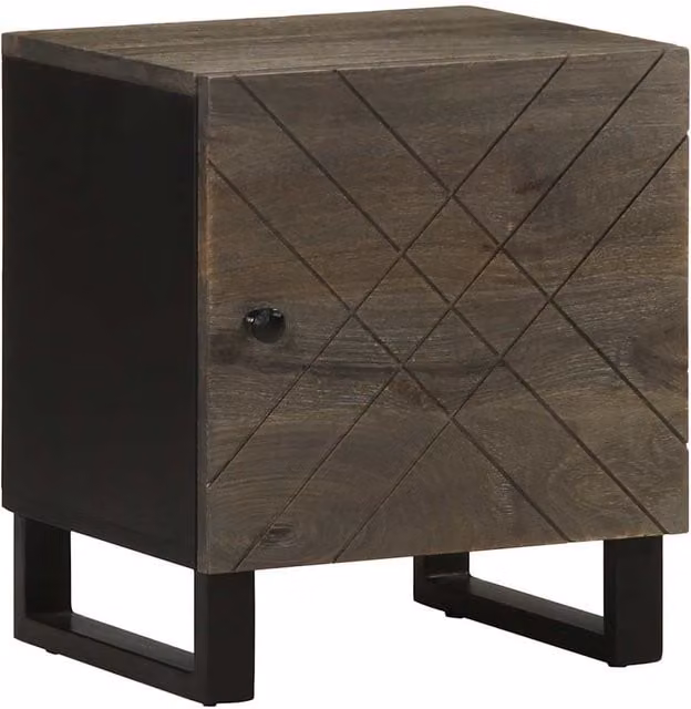 Berkfield Home Black Mango Wood Bedside Cabinet W/D/H: 40 x 33 x 46 cm
