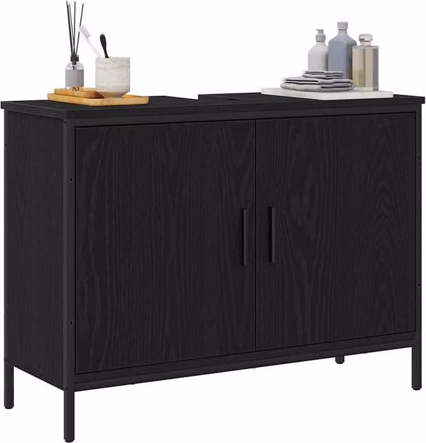 Berkfield Home Modern Black Oak Bathroom Sink Cabinet, W/D/H: 80 x 30 x 60 cm – 1