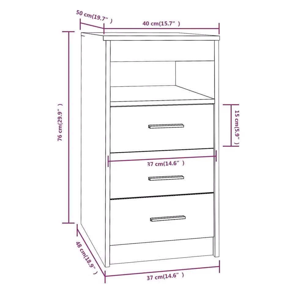 Berkfield Home Stylish Drawer Cabinet in Smoked Oak Brown, W/D/H: 40 x 50 x 76 cm – 3
