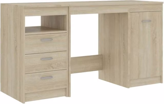 Berkfield Home Sonoma Oak Writing Desk in Light Oak, W/D/H: 140 x 50 x 76 cm