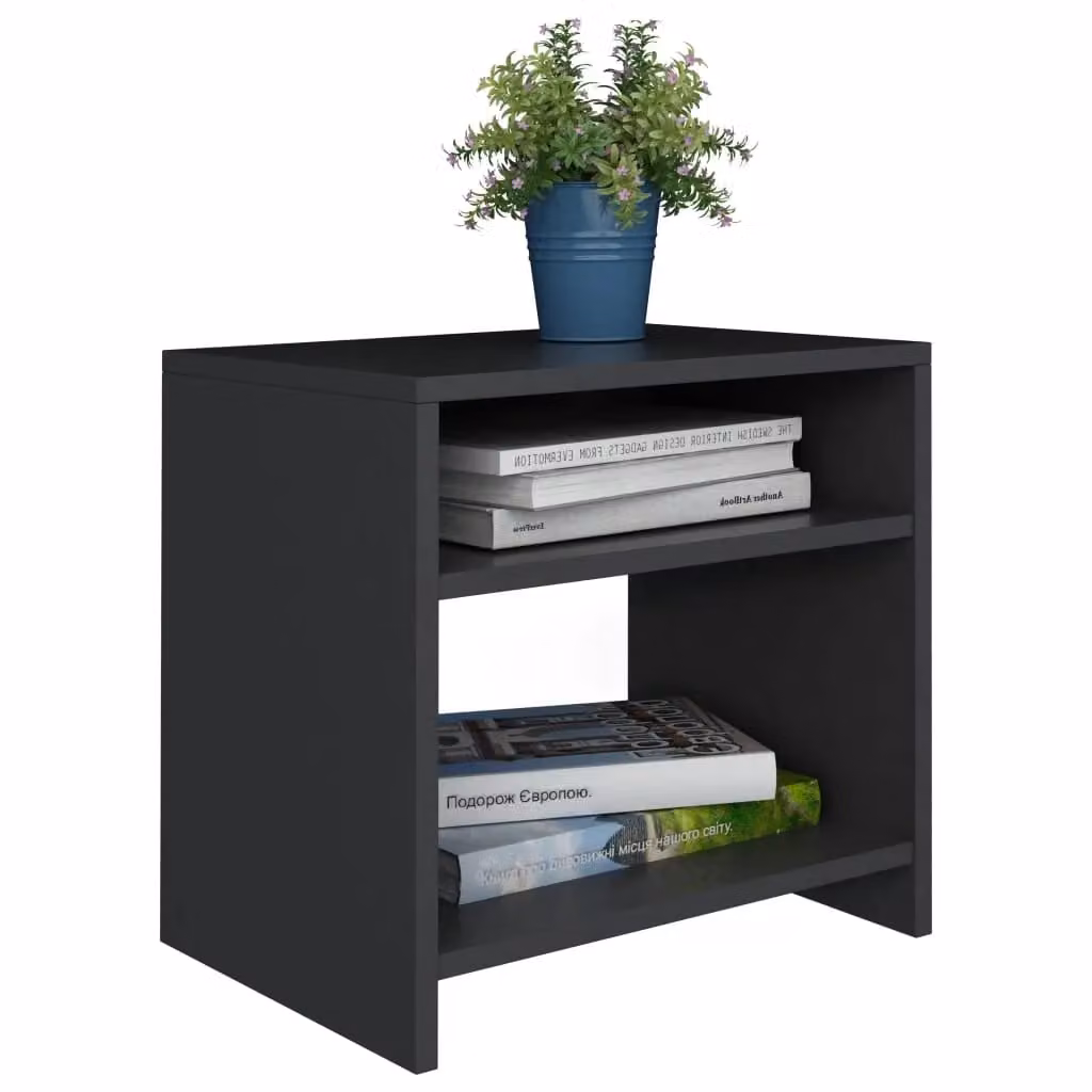 Berkfield Home Set of 2 Black Bedside Cabinets in Engineered Wood, W/D/H: 40 x 30 x 40 cm – 3