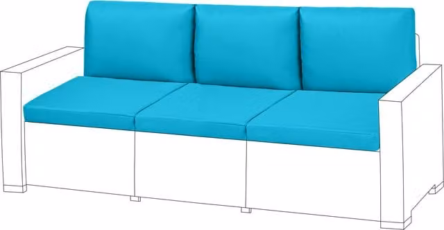 Gardenista Water Repellent Outdoor Rattan Garden Furniture Replacement Cushion, Turquoise, Set of 6