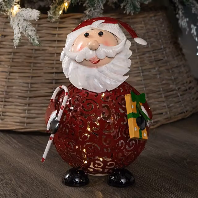 Samuel Alexander Red Filigree Christmas Santa Folk Light Decoration with LEDs, Height: 30 cm – 1