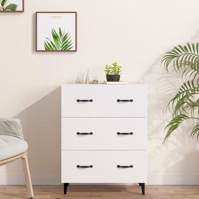 Berkfield Home White Classic Sideboard, W: 69.5 cm, D: 34 cm, H: 90 cm