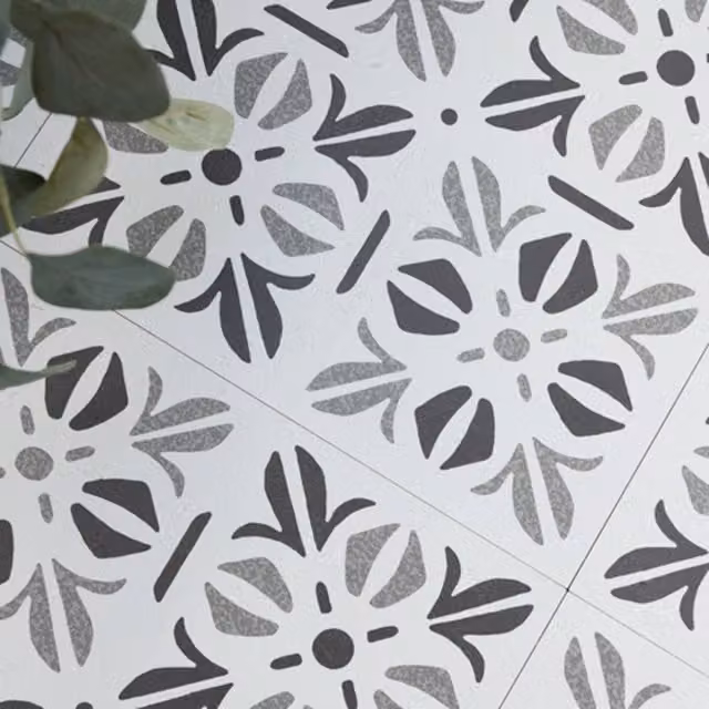 D-C-Fix Cubia Pattern Self Adhesive Vinyl Floor Tiles, Grey, Pack of 11, W/D/H: 30.48 x 30.48 x 0.3048 cm