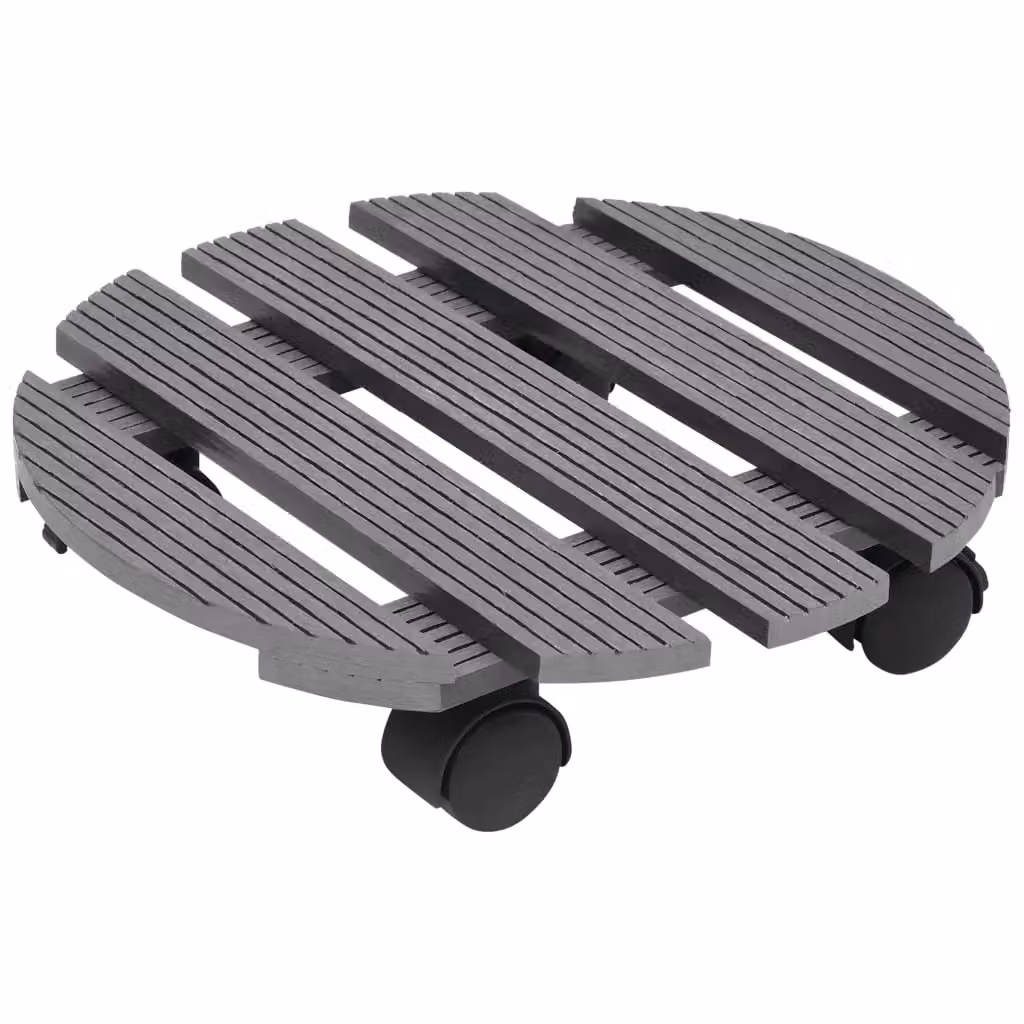 Berkfield Home WPC Plant Trolleys, 2 Pieces, Grey, W: 30 cm, D: 7.5 cm – 2
