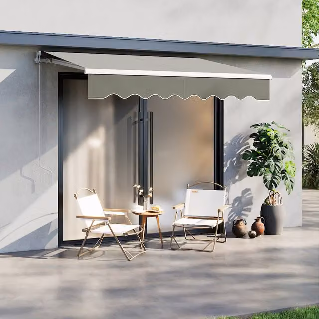 Breeins Grey Polyester Outdoor Retractable Folding Arm Awning for Windows and Doors, Width: 250 cm