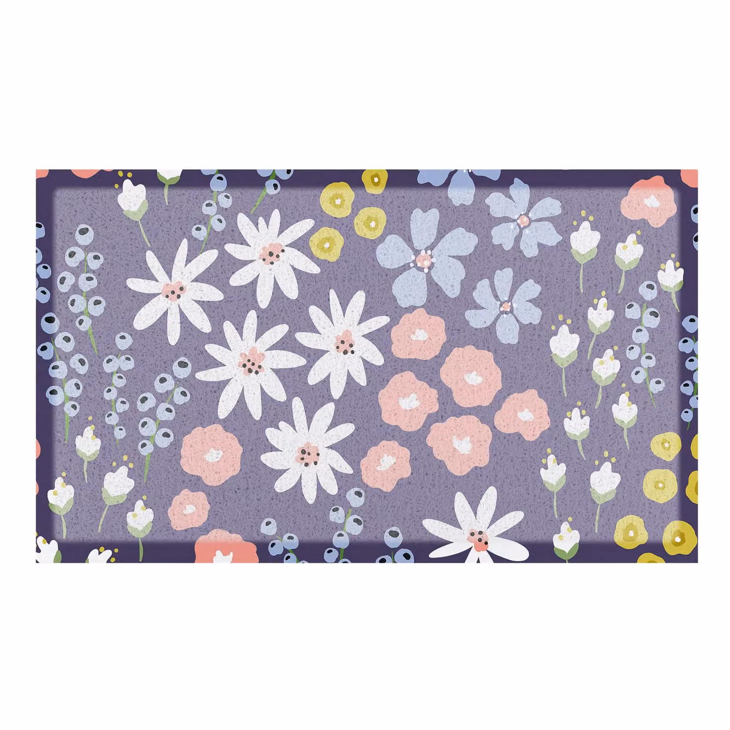 Artsy Mats Purple Floral Pattern Indoor Outdoor Doormat, W: 70 cm, D: 40 cm – 2