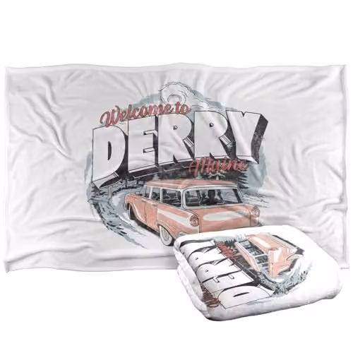 Warner Bros. Welcome To Derry Station Wagon Super Soft Silky Touch Fleece Throw Blanket, Multicolour, W/D/H: 91 x 147 cm