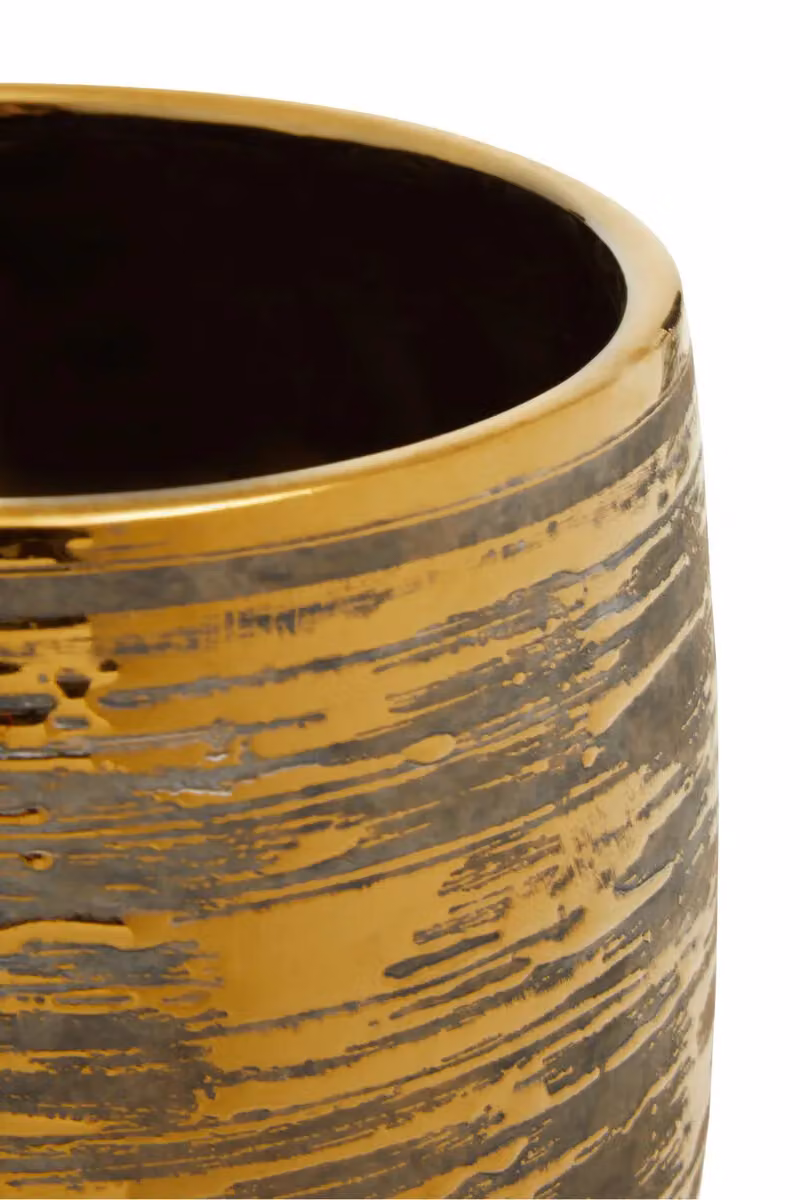 Orsina Honna Round Ceramic Tabletop Planter in Gold and Grey – 2