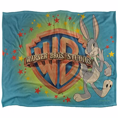 WB Shield Bugs Bunny Silky Touch Super Soft White Throw Blanket, W: 152 cm, D: 127 cm – 1
