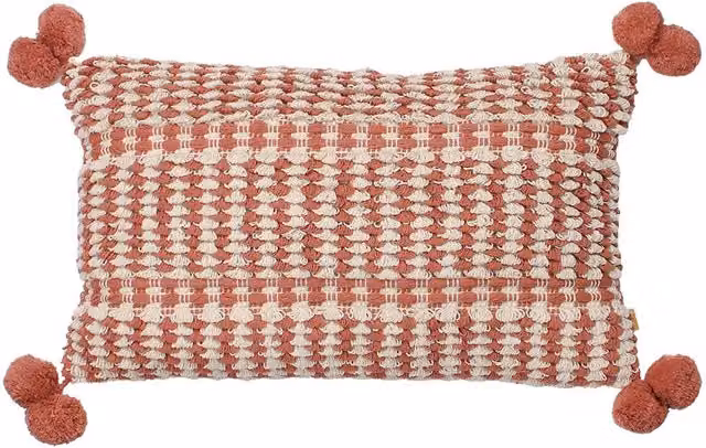 Furn Ayaan Red Woven Cotton Boho Rectangular Cushion with Removable Cover W/H: 30 x 50 cm – 1