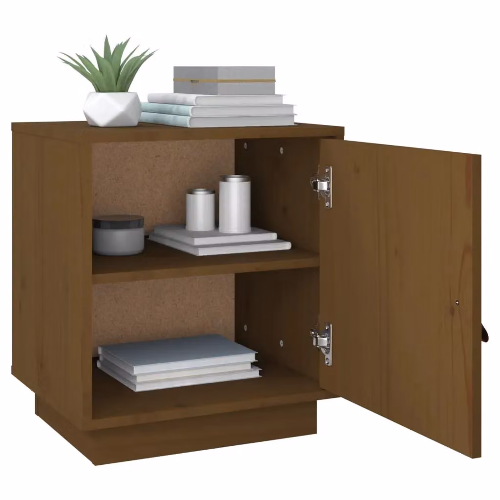 Berkfield Home Honey Brown Solid Wood Pine Bedside Cabinet W/D/H: 40 x 34 x 45 cm – 3