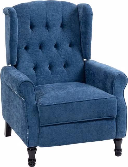 HOMCOM Vintage Reclining Armchair with Integrated Footrest in Royal Blue