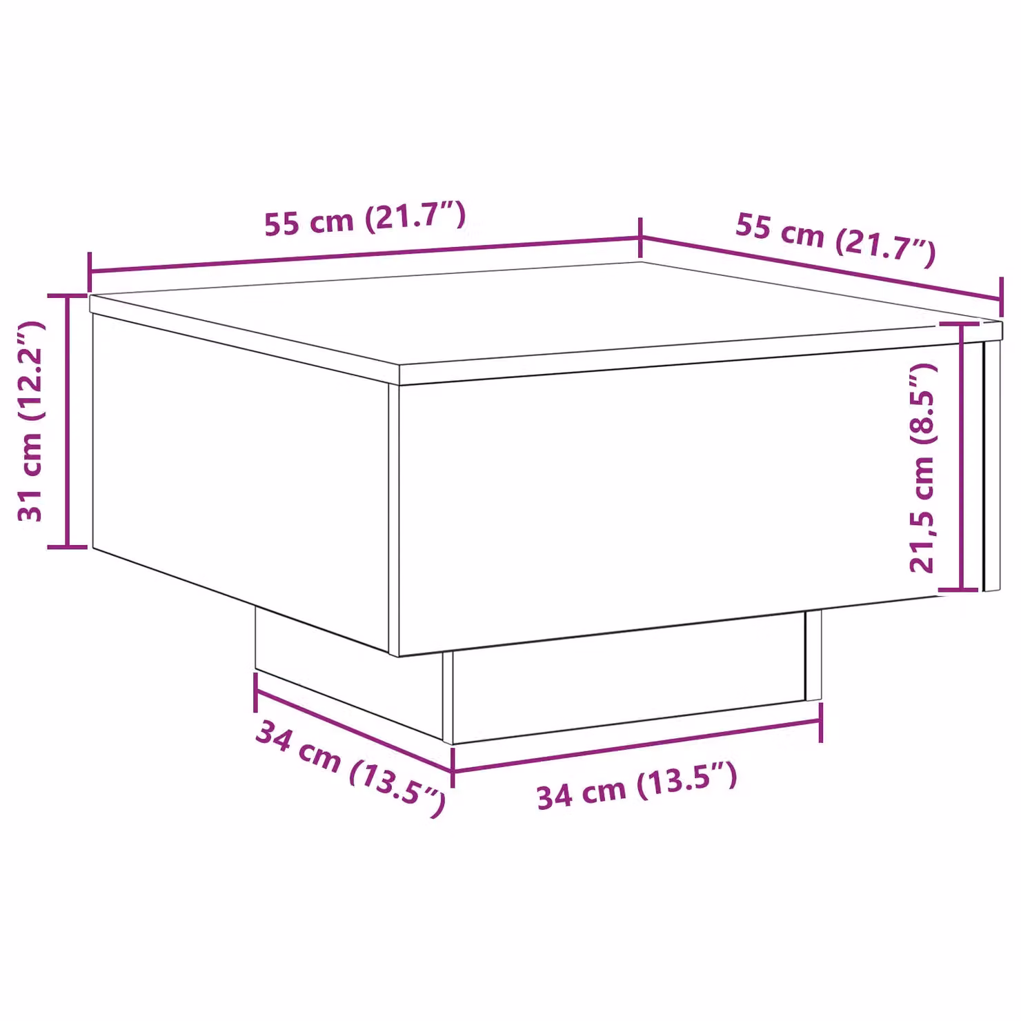 Berkfield Home Black Oak Coffee Table, W/D/H: 55 x 55 x 31 cm – 4