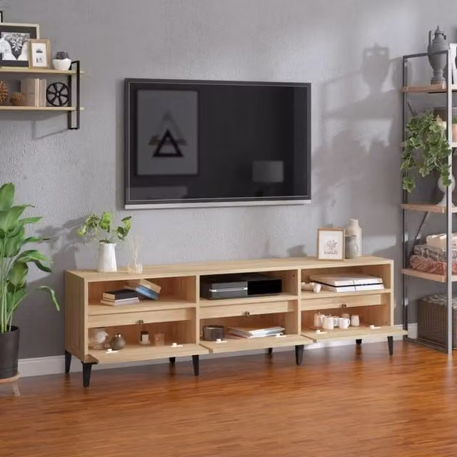 Berkfield Home TV Cabinet in Sonoma Oak Brown, W: 150 cm, D: 30 cm, H: 44.5 cm – 1