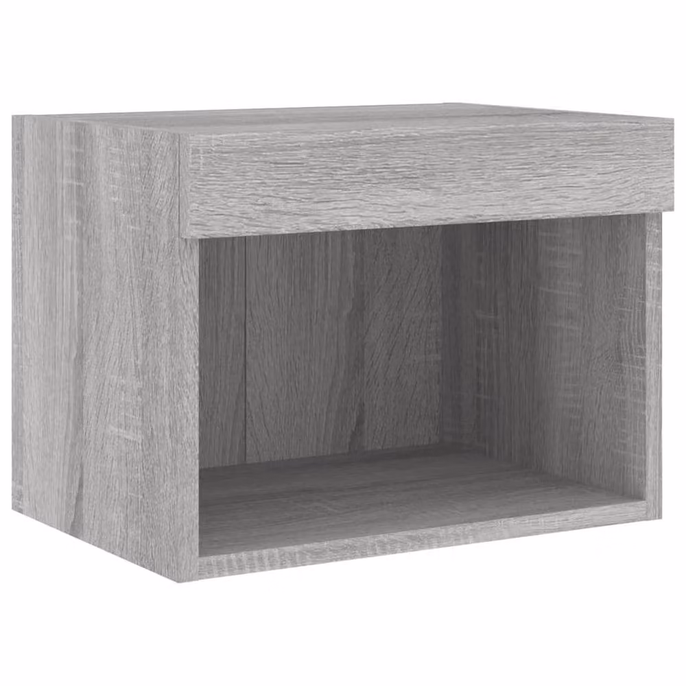 Berkfield Home Wall-mounted Bedside Cabinet with Integrated LED Lights in Grey Sonoma – 2