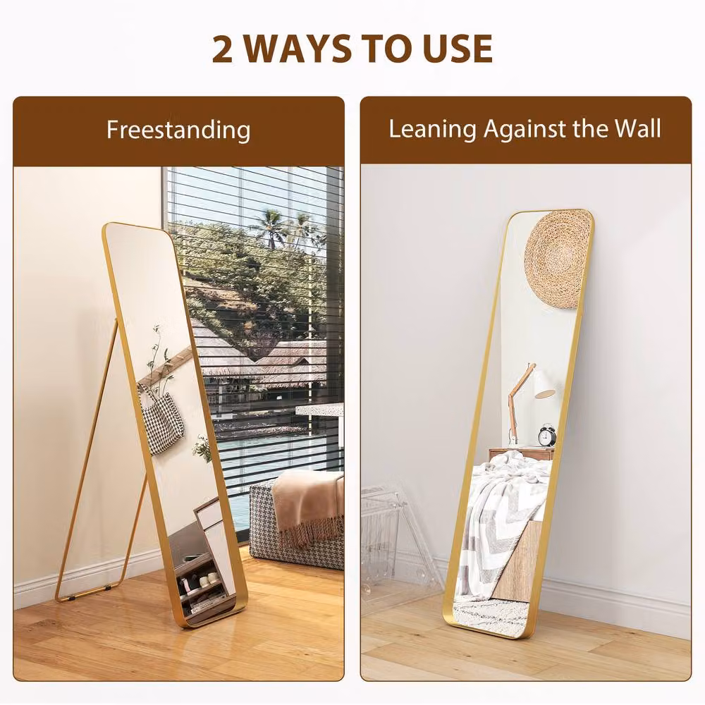 Rolipo Rectangular Full Length Freestanding Mirror in Gold Tone, W: 40 cm, H: 160 cm – 4