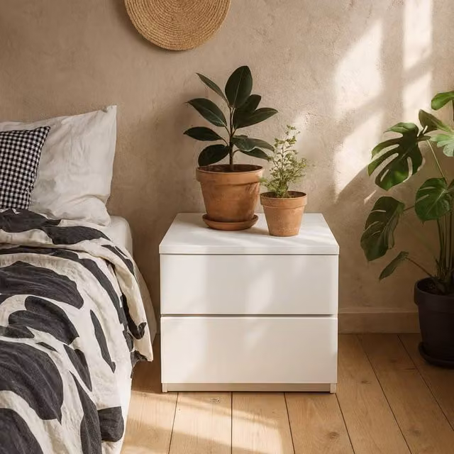 Wyld Haus Rome Matt White Wall Mounted Bedside Table with 2 Drawers – 1