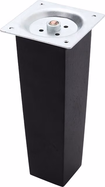 Livingandhome Set of 4 Black Matt Wooden Square Furniture Replacement Legs with Galvanised Metal Hardware, Height: 16 cm