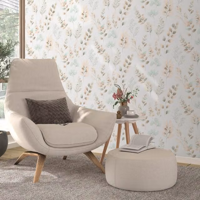 Erismann Spring Symphony Leaf Wallpaper in Green and Multicolour