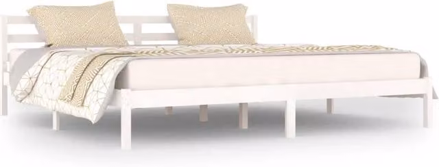 Berkfield Home Rustic Solid Wood Pine Day Bed, White, W/D/H: 200 x 200 x 69.5 cm
