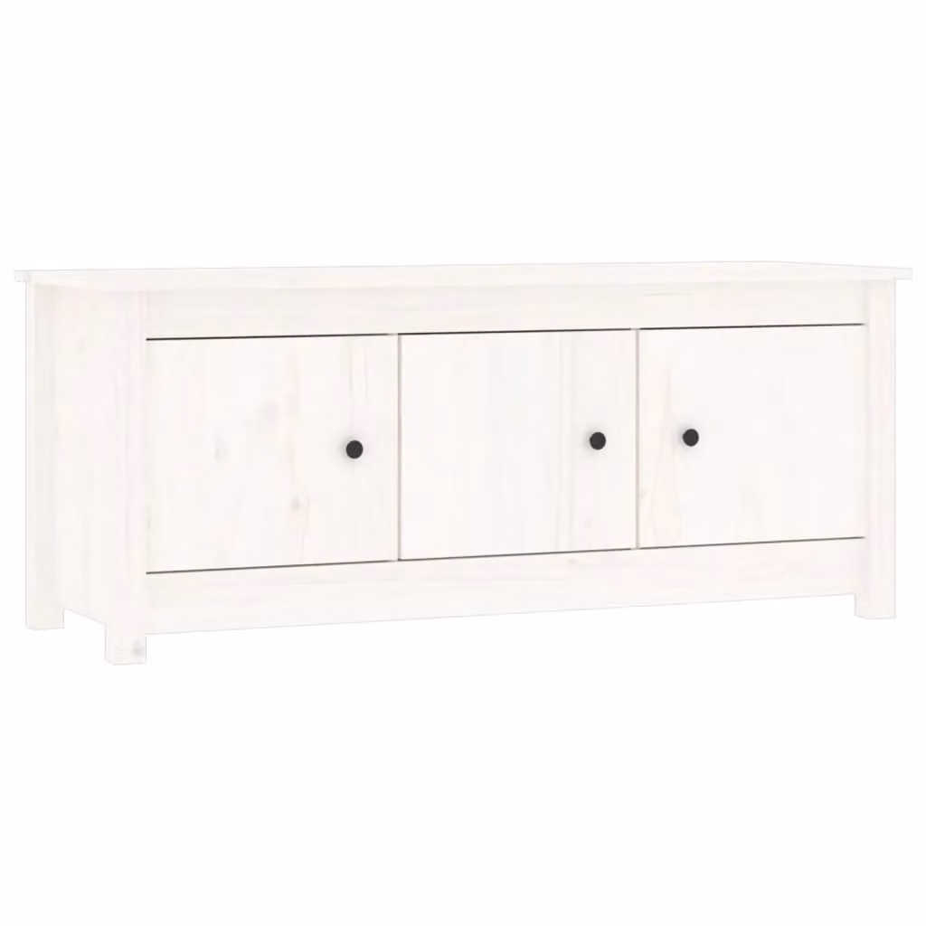 Berkfield Home White Rustic Solid Wood Pine Shoe Cabinet W/D/H: 110 x 38 x 45.5 cm – 2