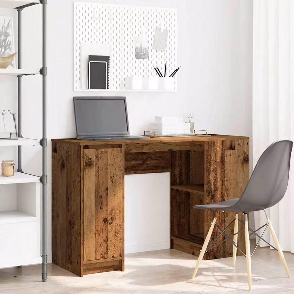Berkfield Home Secretary Desk in Brown Old Wood, W/D/H: 120 x 42 x 76 cm – 2