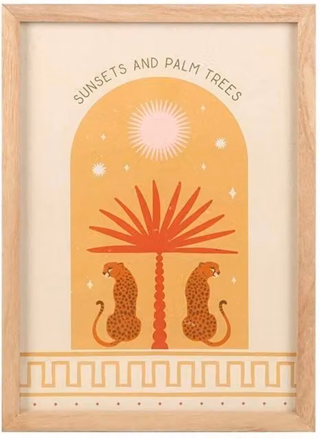 Something Different Leopard Palm Framed Poster in Beige